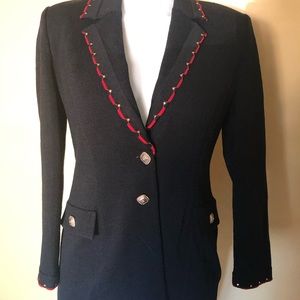 St. John Black Gold Red Knit Jacket